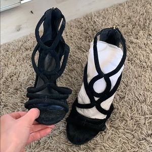 Sandro black open-toe heels